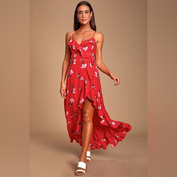 Lulus Dresses & Skirts - Lulu's Red Floral High Low Dress